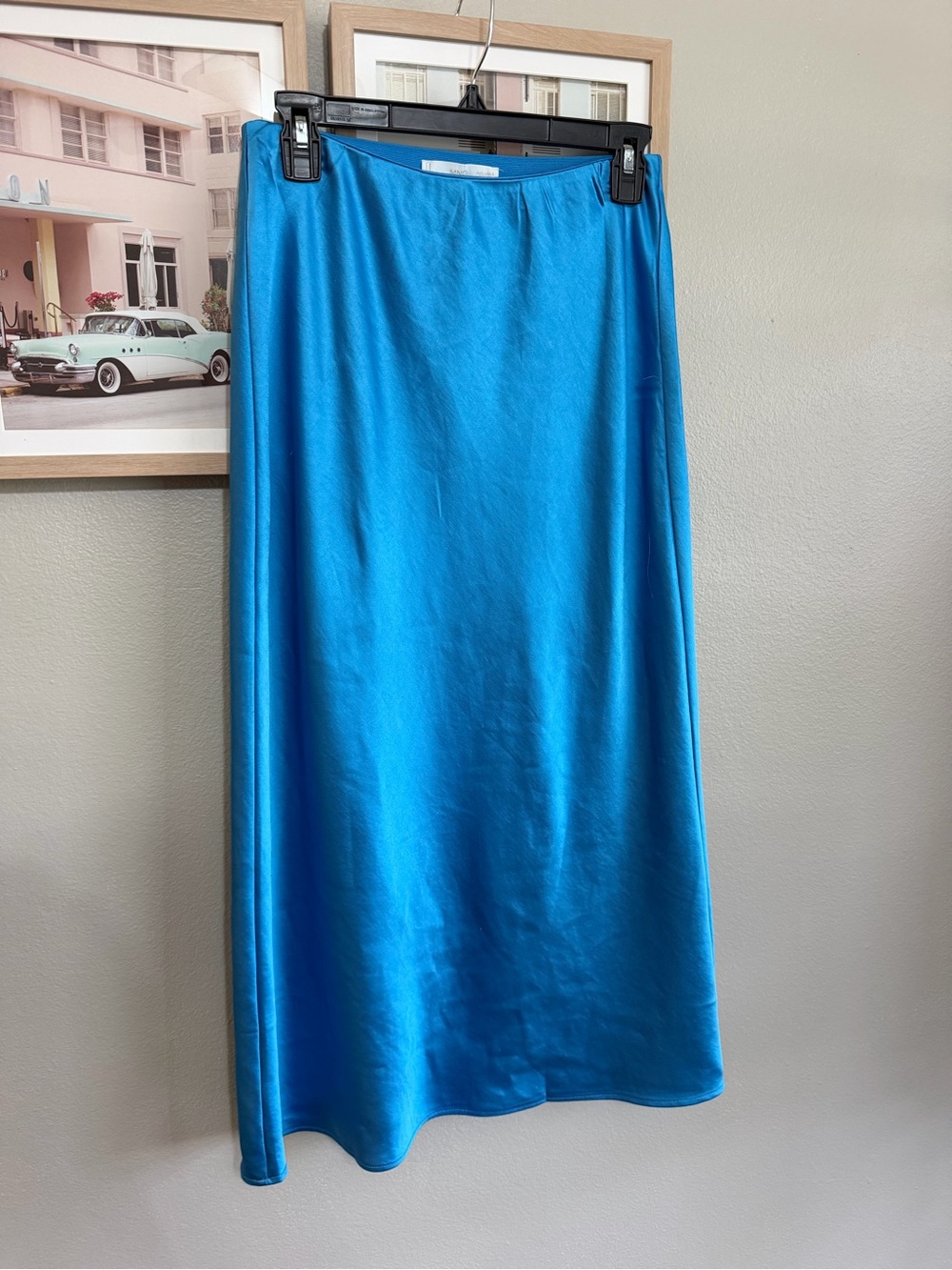 Mango Vibrant Blue Satin Maxi Skirt